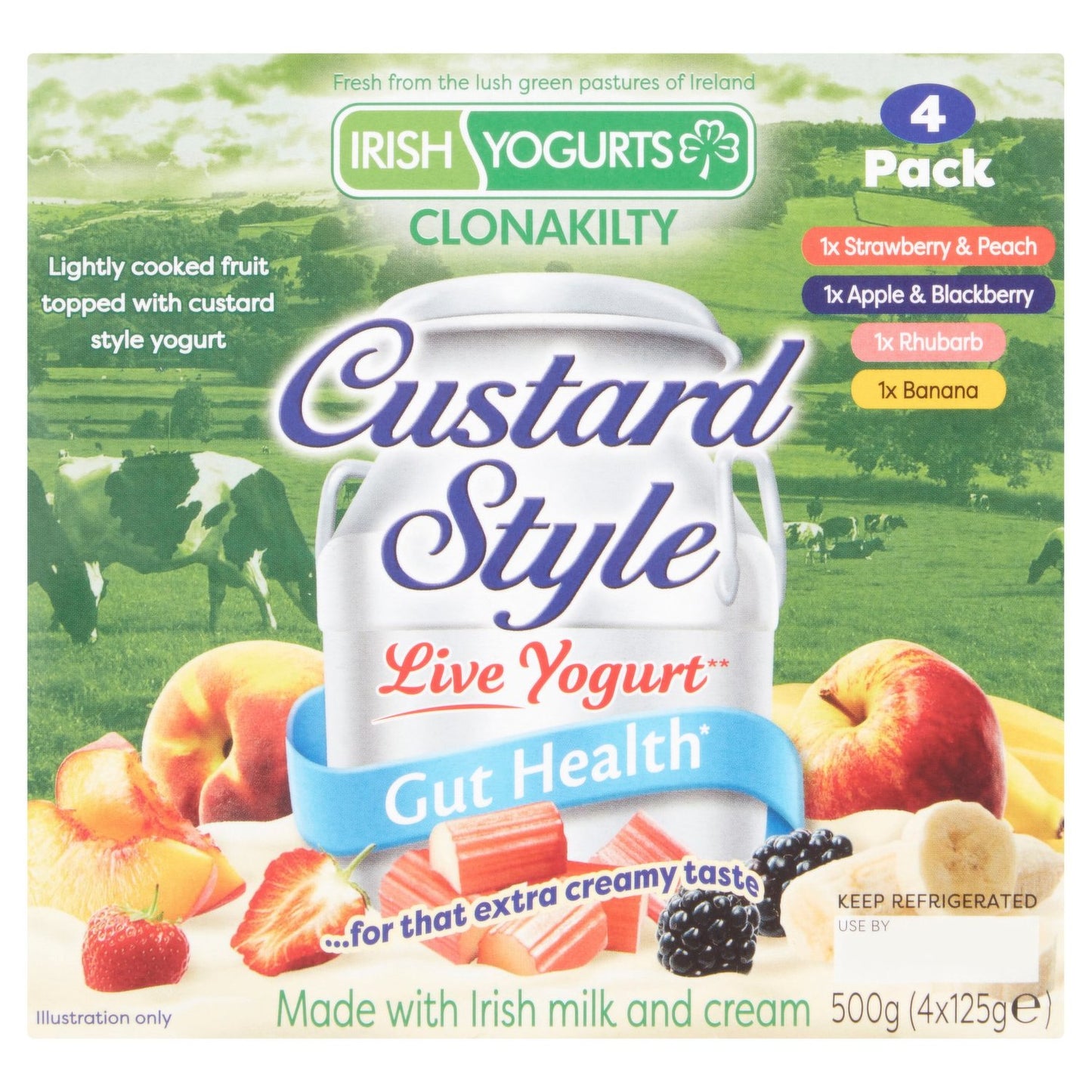 Custard style live yoghurt strawberry and peach