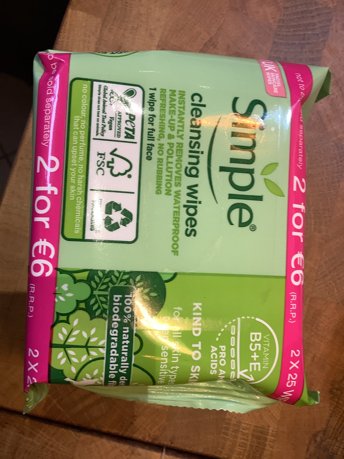 Simple cleansing wipes  2 pack